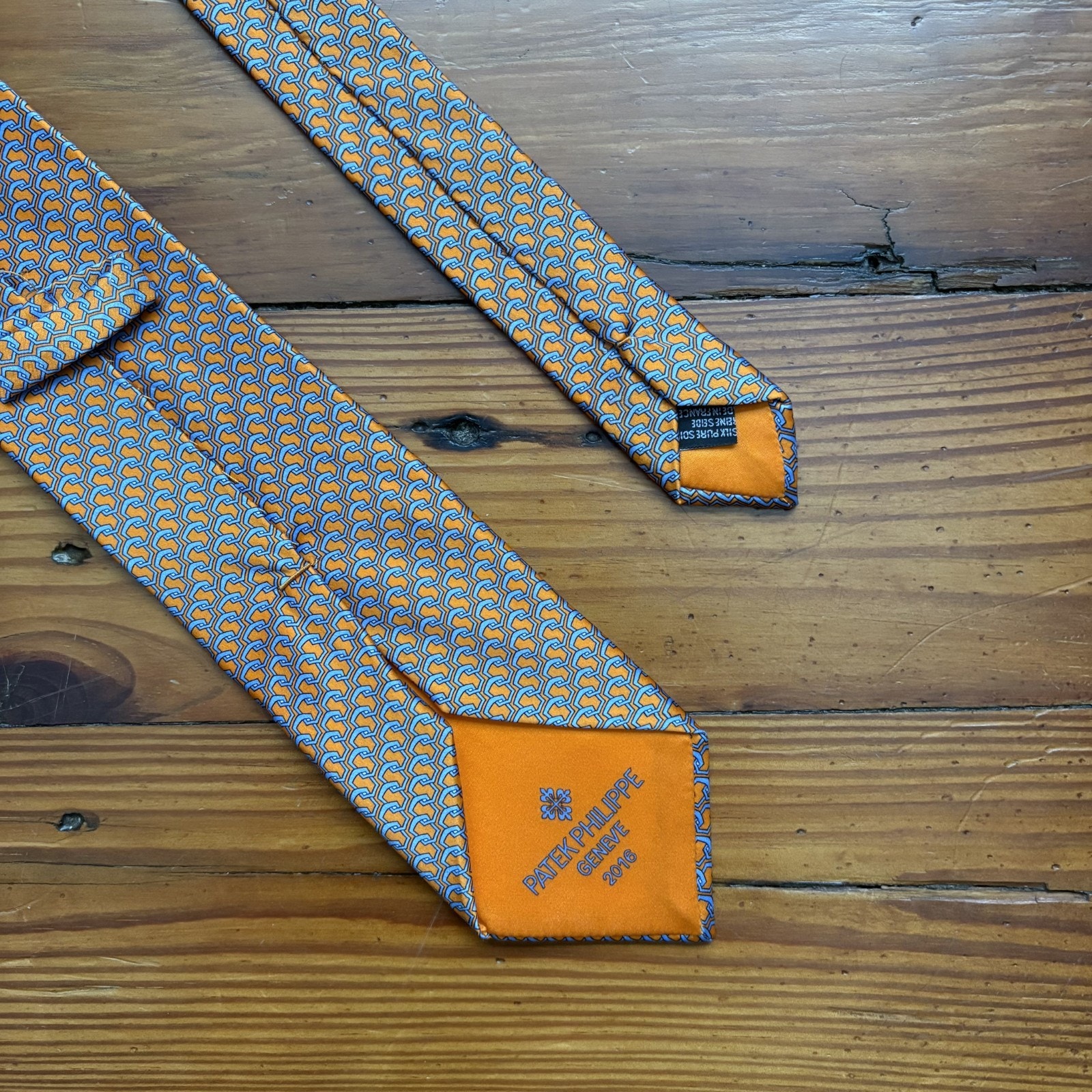 Patek Philippe Tie Geneve 2016 Edition Pure Silk Made In France Blue Orange